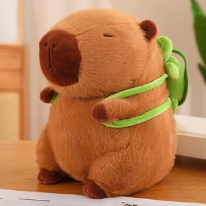 Planet Gates Turtle Capybara / about 10-15cm Strawberry Hat Capybara Plush Toy Simulation Turtle Backpack Capibara Stuffed Animals Papa Hand Circle Ring Small size Pendant