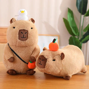Planet Gates Turtle Capybara / about 10-15cm Strawberry Hat Capybara Plush Toy Simulation Turtle Backpack Capibara Stuffed Animals Papa Hand Circle Ring Small size Pendant