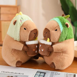 Planet Gates Turtle Capybara / about 10-15cm Strawberry Hat Capybara Plush Toy Simulation Turtle Backpack Capibara Stuffed Animals Papa Hand Circle Ring Small size Pendant