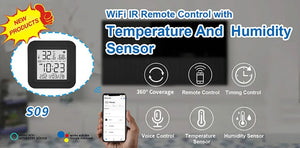 Planet Gates Tuya Smart Universal IR Remote with Temperature Humidity Sensor for Air Conditioner TV AC Works with Alexa,Google Home Yandex