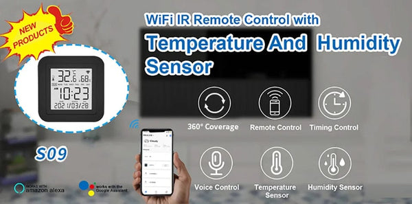 Planet Gates Tuya Smart Universal IR Remote with Temperature Humidity Sensor for Air Conditioner TV AC Works with Alexa,Google Home Yandex