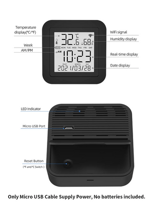 Planet Gates Tuya Smart Universal IR Remote with Temperature Humidity Sensor for Air Conditioner TV AC Works with Alexa,Google Home Yandex