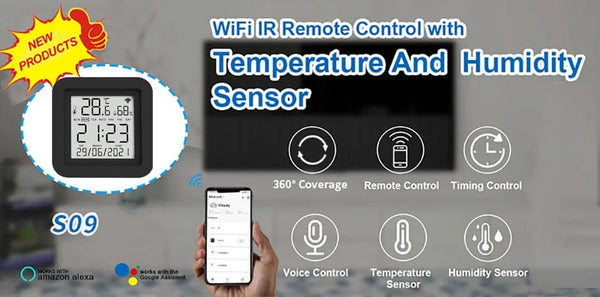 Planet Gates Tuya Smart WiFi Universal IR Remote Temperature Humidity Sensor for Air Conditioner TV AC Works with Alexa,Google Home Yandex