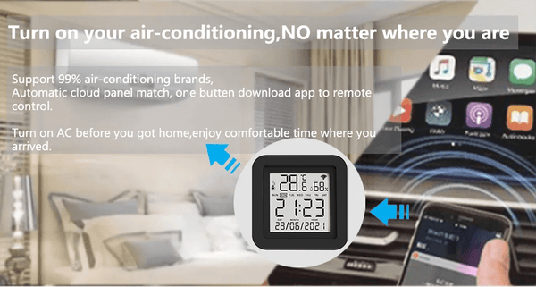 Planet Gates Tuya Smart WiFi Universal IR Remote Temperature Humidity Sensor for Air Conditioner TV AC Works with Alexa,Google Home Yandex