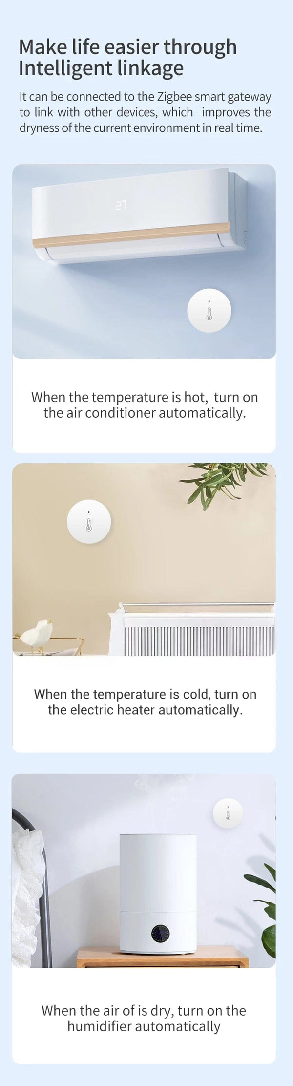 Planet Gates Tuya Smart Zigbee Temperature And Humidity Sensor Indoor Thermometer Monitor For Home Work With Alexa Google Home Assistant