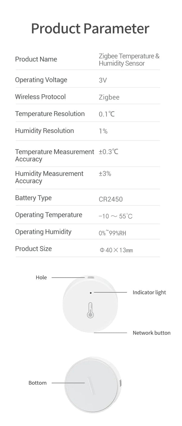 Planet Gates Tuya Smart Zigbee Temperature And Humidity Sensor Indoor Thermometer Monitor For Home Work With Alexa Google Home Assistant