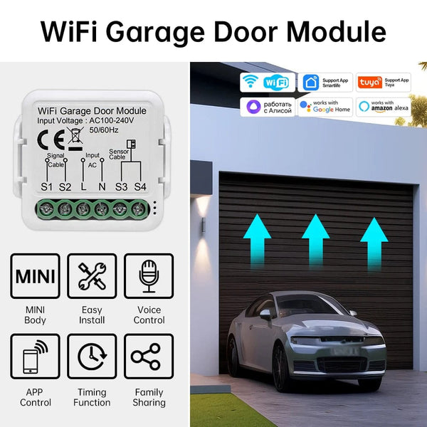 Planet Gates Tuya WiFi Garage Door Opener Controller Smart Automatic Garage Door Switch APP Remote Control for Alexa Google Home Yandex Alice