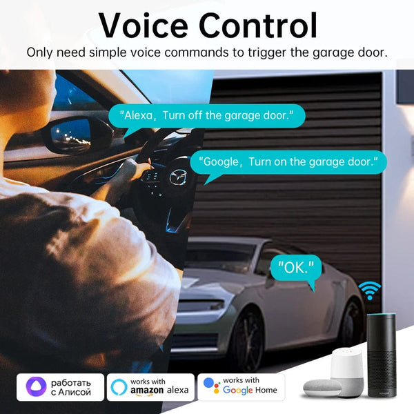 Planet Gates Tuya WiFi Garage Door Opener Controller Smart Automatic Garage Door Switch APP Remote Control for Alexa Google Home Yandex Alice