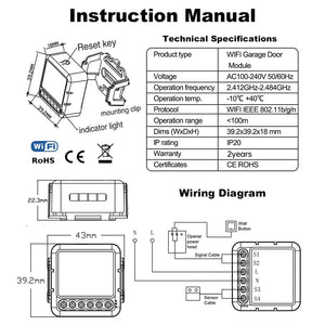 Planet Gates Tuya WiFi Garage Door Opener Controller Smart Automatic Garage Door Switch APP Remote Control for Alexa Google Home Yandex Alice