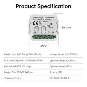 Planet Gates Tuya WiFi Garage Door Opener Controller Smart Automatic Garage Door Switch APP Remote Control for Alexa Google Home Yandex Alice