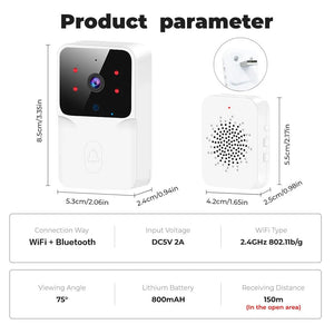 Planet Gates Tuya WiFi Video Doorbell Wireless HD Camera IR Alarm Security Smart Home Door Bell WiFi Intercom for Home