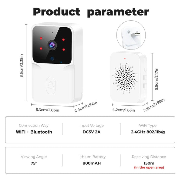 Planet Gates Tuya WiFi Video Doorbell Wireless HD Camera IR Alarm Security Smart Home Door Bell WiFi Intercom for Home