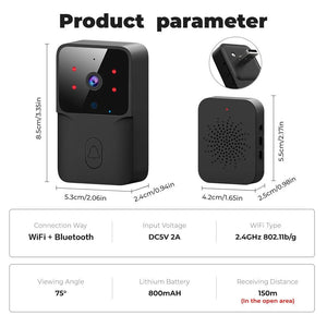 Planet Gates Tuya WiFi Video Doorbell Wireless HD Camera IR Alarm Security Smart Home Door Bell WiFi Intercom for Home