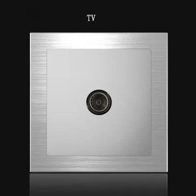 Planet Gates TV 86 type 1 2 3 4 gang 1 2 way Silver aluminum alloy panel Switch socket LED use round box Industry German EU French light socket