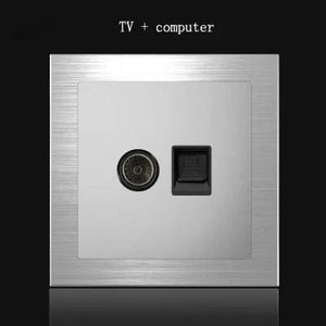 Planet Gates TV  Computer 86 type 1 2 3 4 gang 1 2 way Silver aluminum alloy panel Switch socket LED use round box Industry German EU French light socket