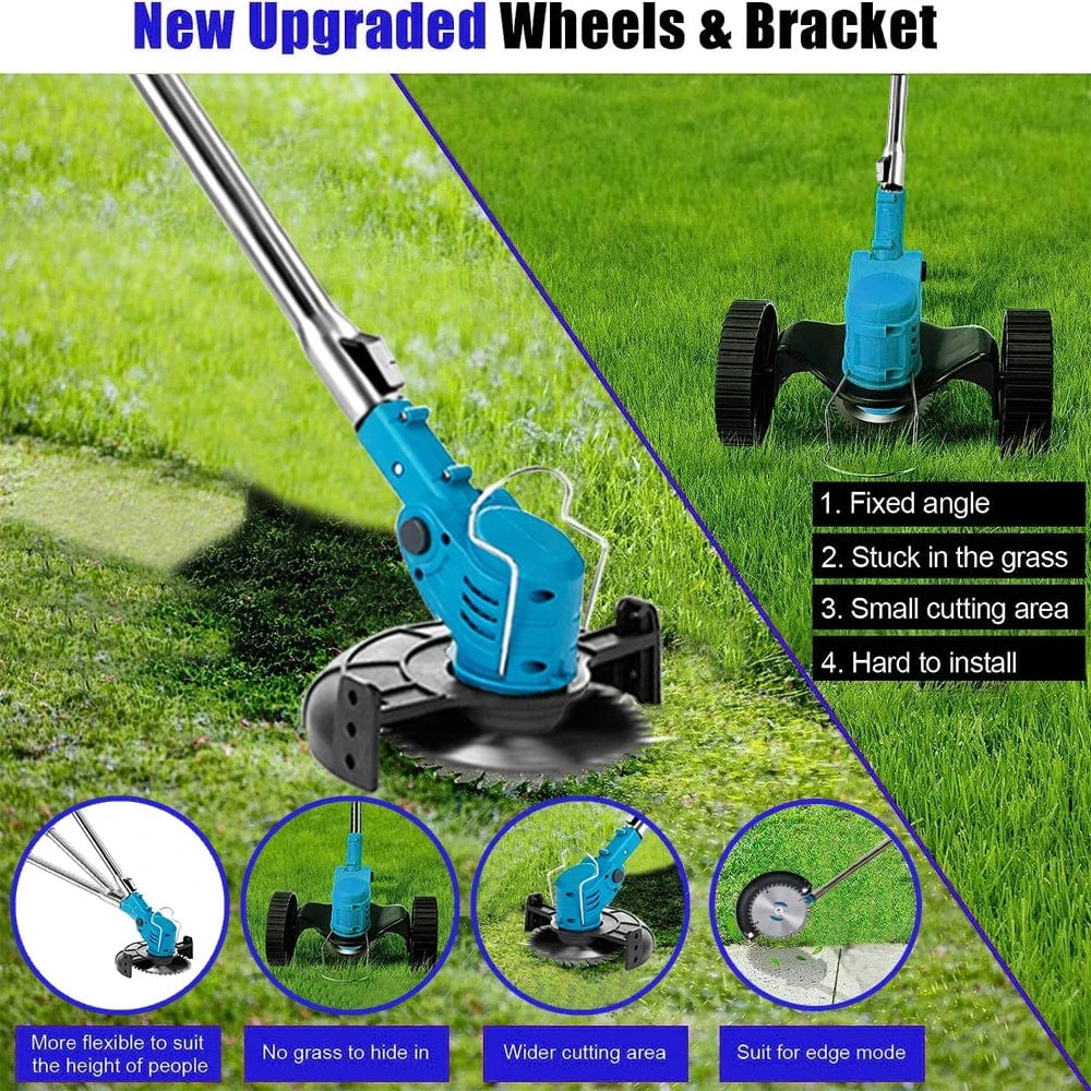 Planet Gates two big battery / Russian Federation Electric Lawn Mower 21V Cordless Grass Trimmer Length Adjustable Cutter Household Garden Tools Compatible Makita 18V Battery