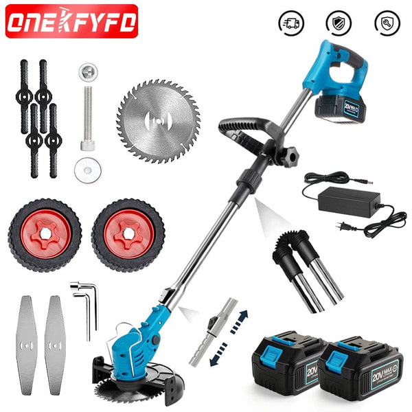 Planet Gates two big battery / Russian Federation Electric Lawn Mower 21V Cordless Grass Trimmer Length Adjustable Cutter Household Garden Tools Compatible Makita 18V Battery