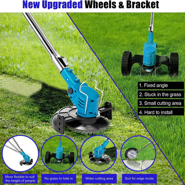 Planet Gates two big battery / Russian Federation Electric Lawn Mower 21V Cordless Grass Trimmer Length Adjustable Cutter Household Garden Tools Compatible Makita 18V Battery
