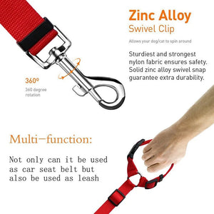 Planet Gates Two-in-one Nylon Adjustable Dogs Harness Collar Pet dog Accessories Pet Car Seat Belt Lead Leash Backseat Safety Belt