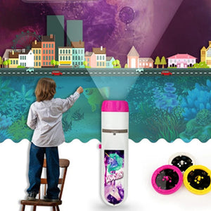 Planet Gates TY09 Projection Flashlight Children Projector Light Cute Cartoon Toy Night Photo Picture Light Bedtime Learning Fun Toys