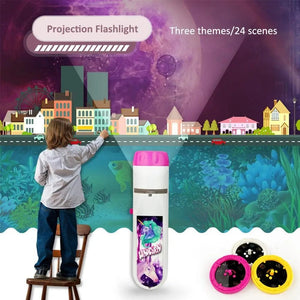 Planet Gates TY09 Projection Flashlight Children Projector Light Cute Cartoon Toy Night Photo Picture Light Bedtime Learning Fun Toys