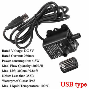Planet Gates Type 3 / United States Decdeal Ultra-quiet Mini Brushless DC/USB Water Pump 5/12V 5-10W 250-400L/H Lift 300cm Submersible Fountain Aquarium Circulating