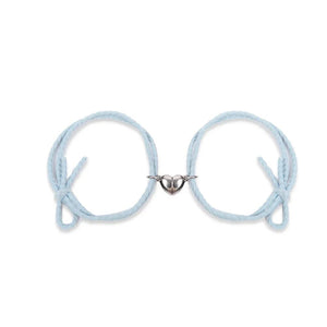 Planet Gates Type 4- Black 2pcs Magnetic Bracelet Stainless Steel Heart Pendant Charm Couple Bracelets for Lover Friend Men Women Braid Rope Bracelets