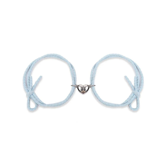 Planet Gates Type 4- Black 2pcs Magnetic Bracelet Stainless Steel Heart Pendant Charm Couple Bracelets for Lover Friend Men Women Braid Rope Bracelets