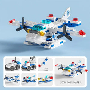 Planet Gates Type 7 6 in 1 Kids Bricks Toys Vehicle Shapes Aviation Spaceport Model Building Blocks Construction Baby Intelligence Development Gift