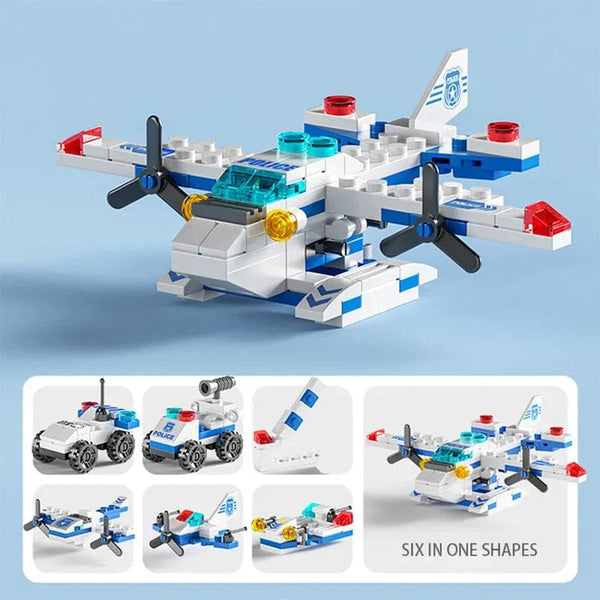 Planet Gates Type 7 6 in 1 Kids Bricks Toys Vehicle Shapes Aviation Spaceport Model Building Blocks Construction Baby Intelligence Development Gift
