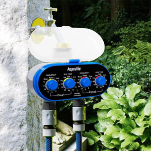 Planet Gates Type A Ball Valve Two Outlet Automatic Watering Four Dials Water Timer 0 Pressure Garden Irrigation Controller for Garden, Yard