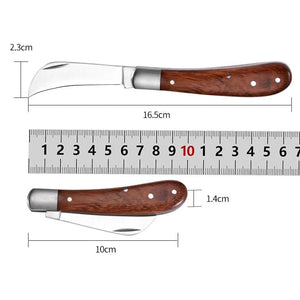 Planet Gates Type A Folding Grafting Knife Grafting Tools Grafting Pruning Knife Professional Garden fruit tree Grafting Cutter Wooden Handle Knife