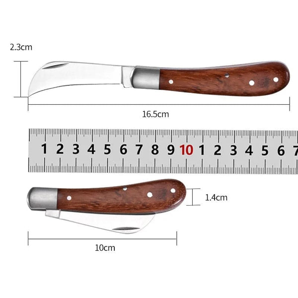 Planet Gates Type A Folding Grafting Knife Grafting Tools Grafting Pruning Knife Professional Garden fruit tree Grafting Cutter Wooden Handle Knife