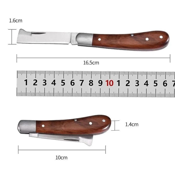 Planet Gates Type A Folding Grafting Knife Grafting Tools Grafting Pruning Knife Professional Garden fruit tree Grafting Cutter Wooden Handle Knife