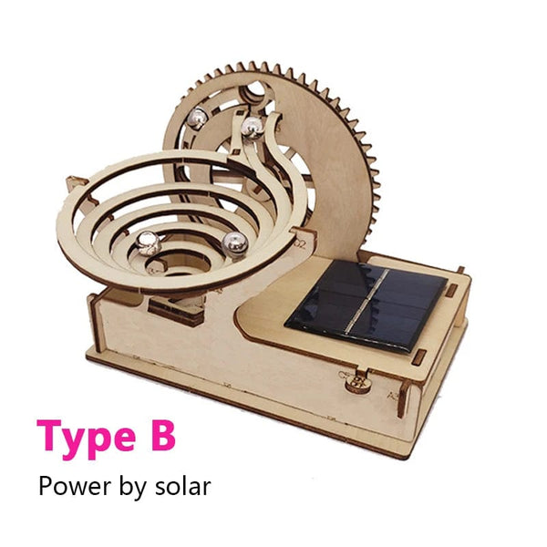 Planet Gates Type B 3D Wooden Puzzle DIY Assemble Mechanical Marble Run Gear Model Building Kit Steam Science Puzzles Educational Toys Gift for Kids