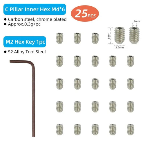 Planet Gates Type C 25PCS N Tool / CHINA Bicycle Pedal Spikes 25PCS Anti-skip Steel Studs M4 Threading Bolts Pin Nail for Cycle Pedals Bike Accessories