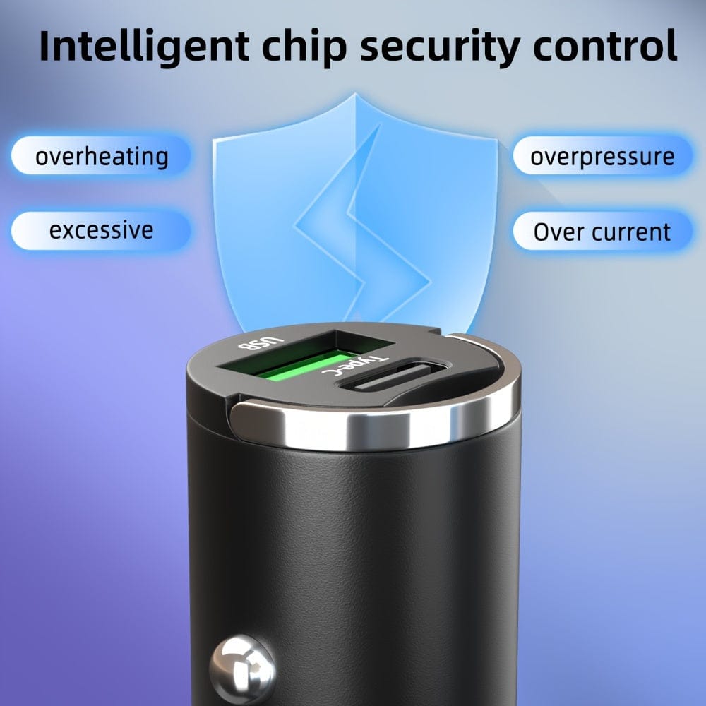 Planet Gates Type C + USB 100W(max ) 100W Fast Charging Car Charger, Hidden Car Charger, Mini Pull Ring Car Charger, Dual Port Cigarette Lighter Car Charger Adapter, Easy To Carry And Charge Your Phone.