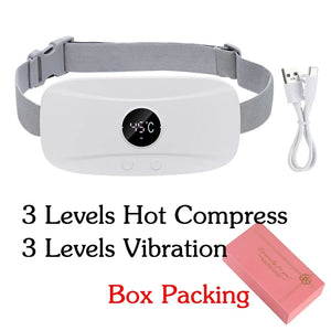 Planet Gates Type C White / GERMANY Electric Period Cramp Relief Massager Vibrating Heating Pad for Menstrual Pain Waist Stomach Abdominal Warm Palace Belt