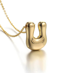 Planet Gates U Greatera Gold Color Chunky Balloon Bubble Initial Letter Pendant Choker Necklaces for Women Custom Personalized Jewelry