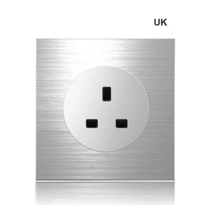 Planet Gates UK 86 type 1 2 3 4 gang 1 2 way Silver aluminum alloy panel Switch socket LED use round box Industry German EU French light socket