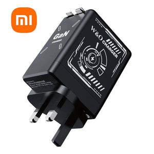Planet Gates UK Black Xiaomi GaN120W Ultra Fast Charger With Retractable Type-C Lightning Cable Fast Charging Adapter For iPhone16 iPad Samsung Huawei