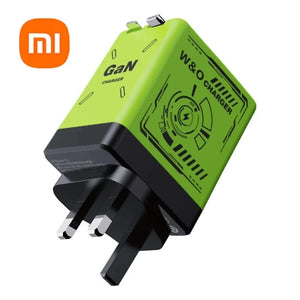 Planet Gates UK Green Xiaomi GaN120W Ultra Fast Charger With Retractable Type-C Lightning Cable Fast Charging Adapter For iPhone16 iPad Samsung Huawei