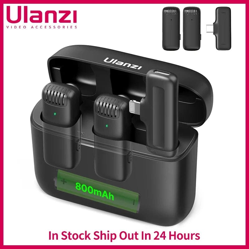 Planet Gates Ulanzi J12 Wireless Lavalier Microphone Lapel Microphones Set Short Video Recording Mini Mic For iPhone Android Live Broadcast