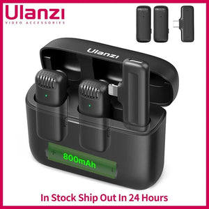 Planet Gates Ulanzi J12 Wireless Lavalier Microphone Lapel Microphones Set Short Video Recording Mini Mic For iPhone Android Live Broadcast