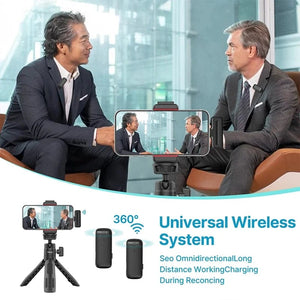 Planet Gates Ulanzi J12 Wireless Lavalier Microphone Lapel Microphones Set Short Video Recording Mini Mic For iPhone Android Live Broadcast