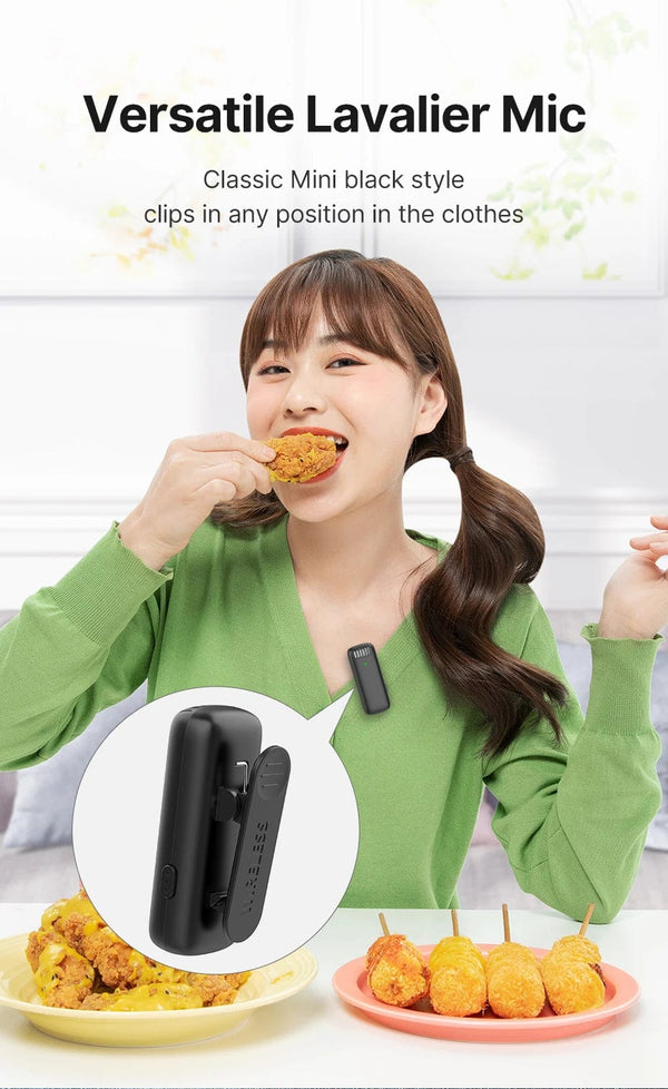 Planet Gates Ulanzi J12 Wireless Lavalier Microphone Lapel Microphones Set Short Video Recording Mini Mic For iPhone Android Live Broadcast