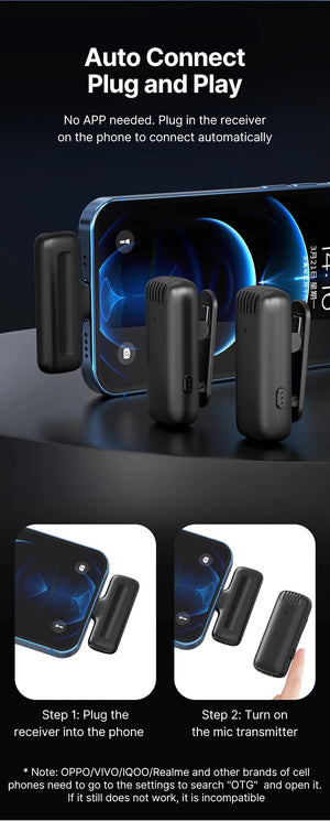 Planet Gates Ulanzi J12 Wireless Lavalier Microphone Lapel Microphones Set Short Video Recording Mini Mic For iPhone Android Live Broadcast