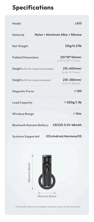 Planet Gates Ulanzi JJ03 Magnetic Phone Tripod Wireless Phone Grip Selfie Stick Desktop Tripod for iPhone 16 15 14 13 Pro Pro Max