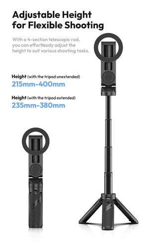 Planet Gates Ulanzi JJ03 Magnetic Selfie Stick Phone Tripod For iPhone 16 15 14 13 12 Pro Max Magsafe Smartphone Wireless Grip Desktop Stand