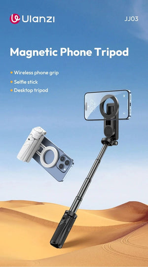 Planet Gates Ulanzi JJ03 Magnetic Selfie Stick Phone Tripod For iPhone 16 15 14 13 12 Pro Max Magsafe Smartphone Wireless Grip Desktop Stand